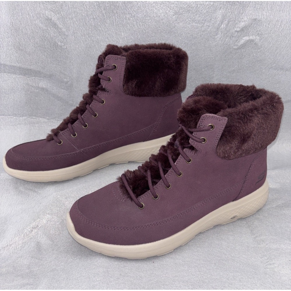 Skechers Burgundy On The Go Suede GoGa‎ Mat Winter Chill Ankle Boots Women's 9